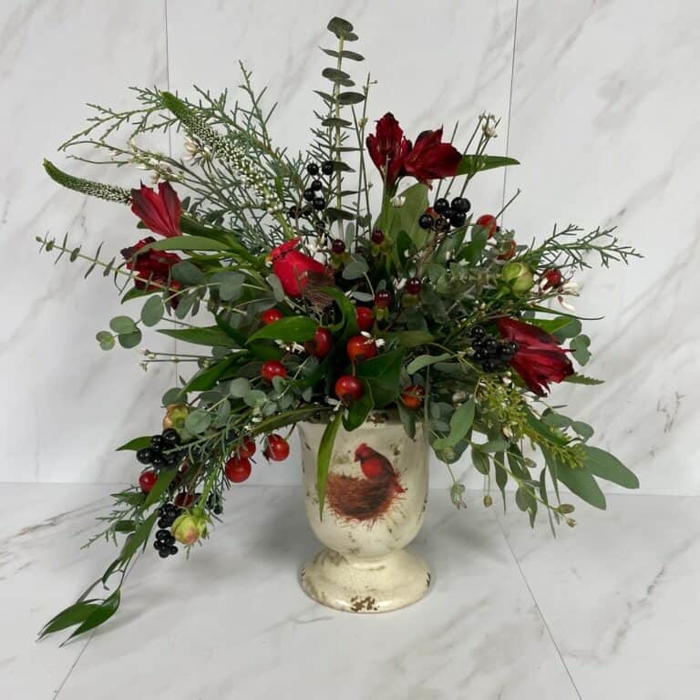 Cardinal Arrangement Fresh Flowers by Anna